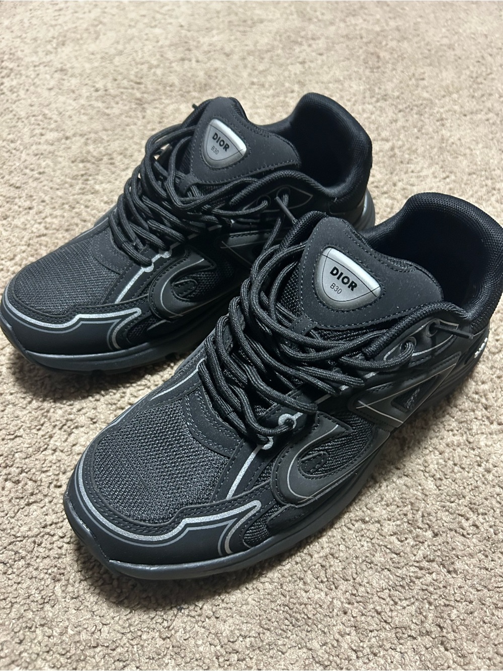 Dior Men’s Black and Gray B30 Runner Sneakers size 43